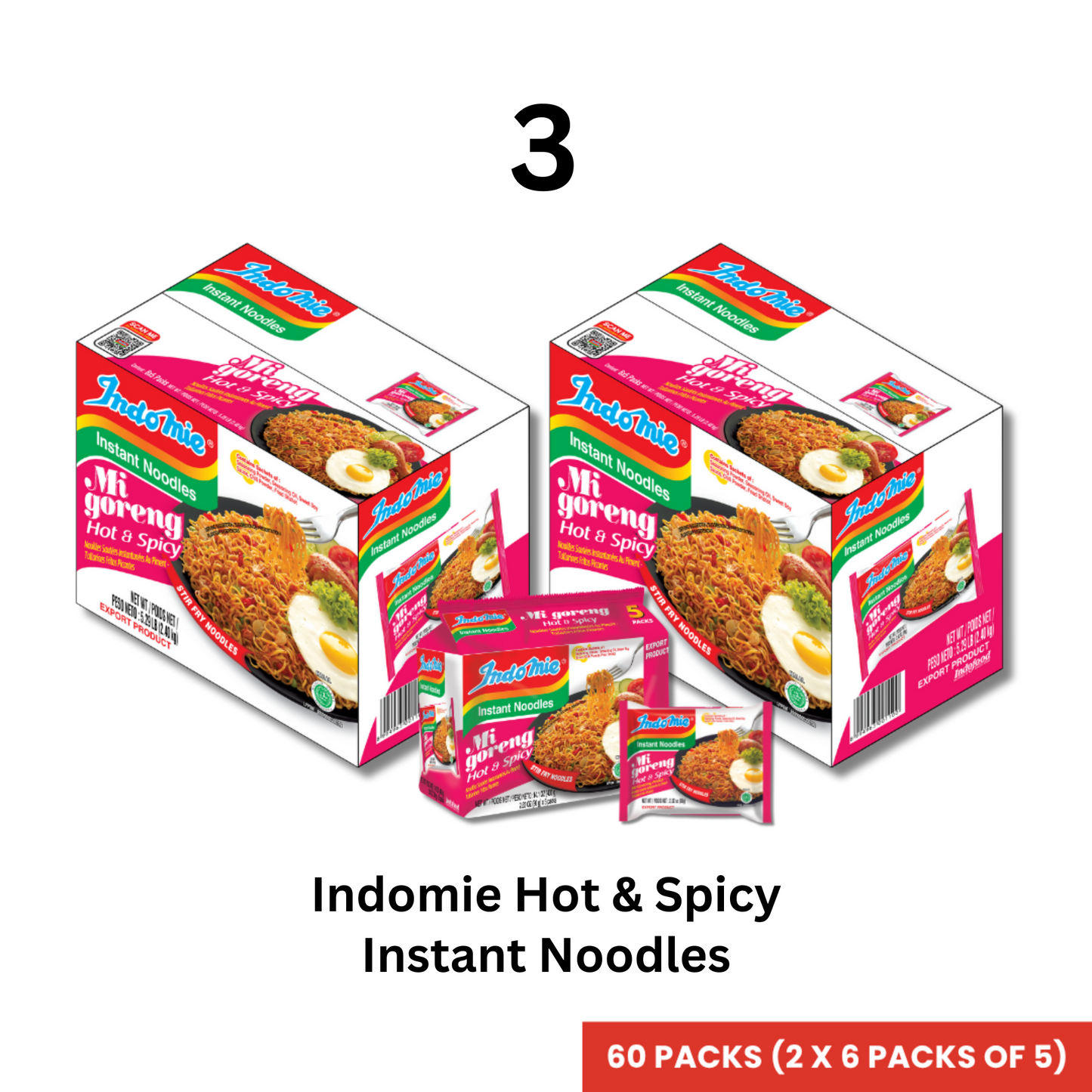 Customized Bundle Official Indomie Hot & Spicy Instant Noodles - 30 Packs