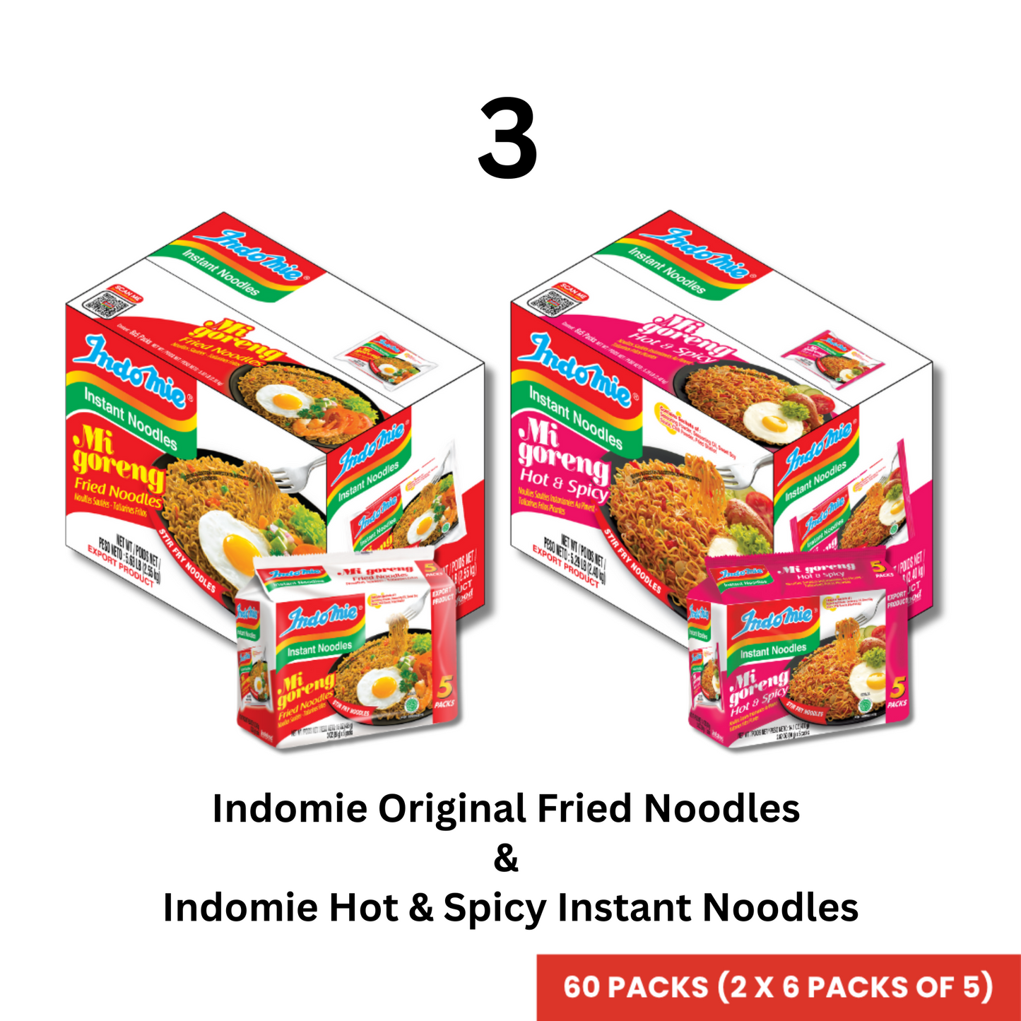 Merchandise Bundle Official Indomie Mi Goreng Original Flavor Instant Noodles - 30 Packs