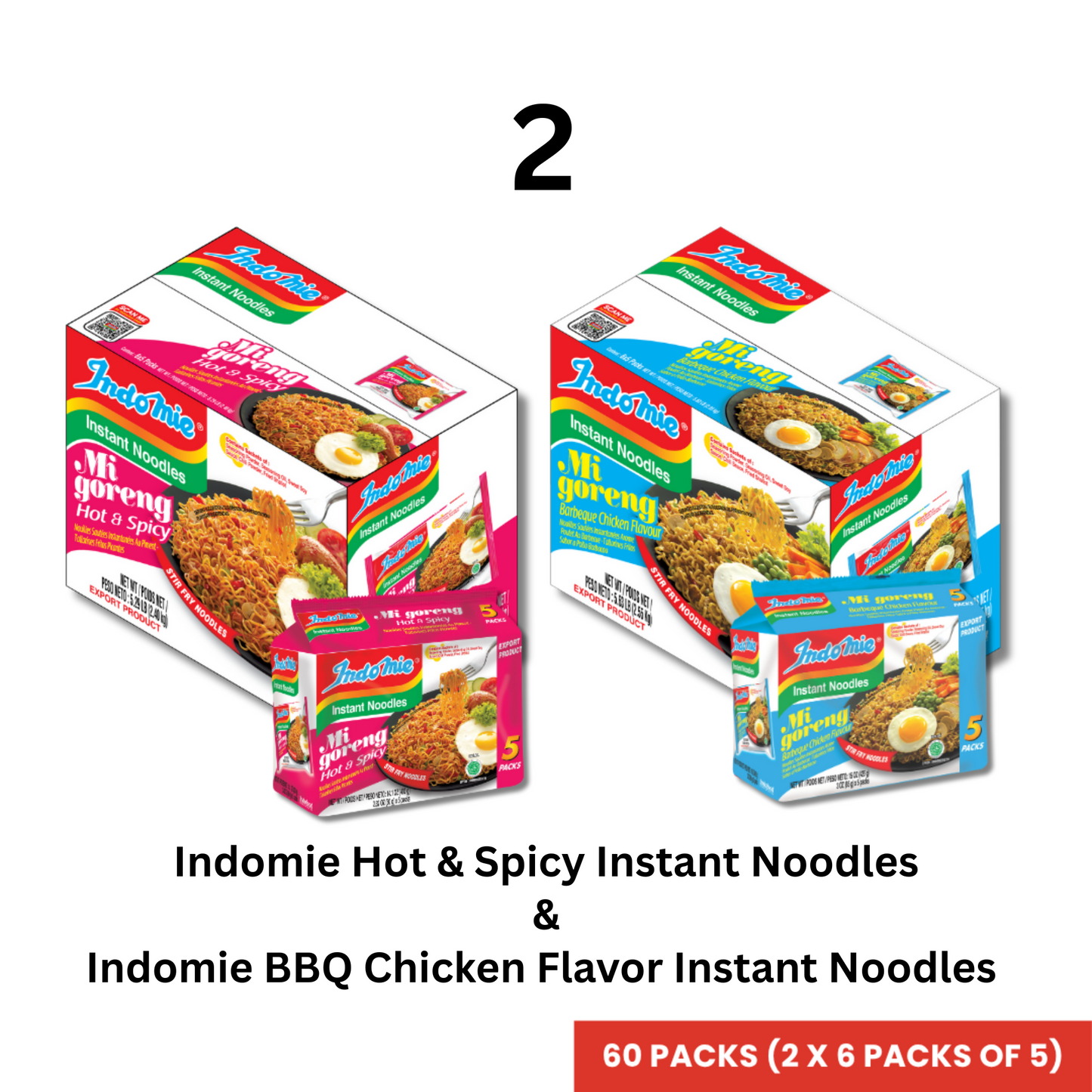 Customized Bundle Official Indomie Hot & Spicy Instant Noodles - 30 Packs