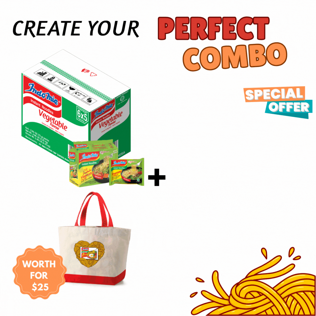 Merchandise Bundle Official Indomie Vegetable Flavor - 30 Packs