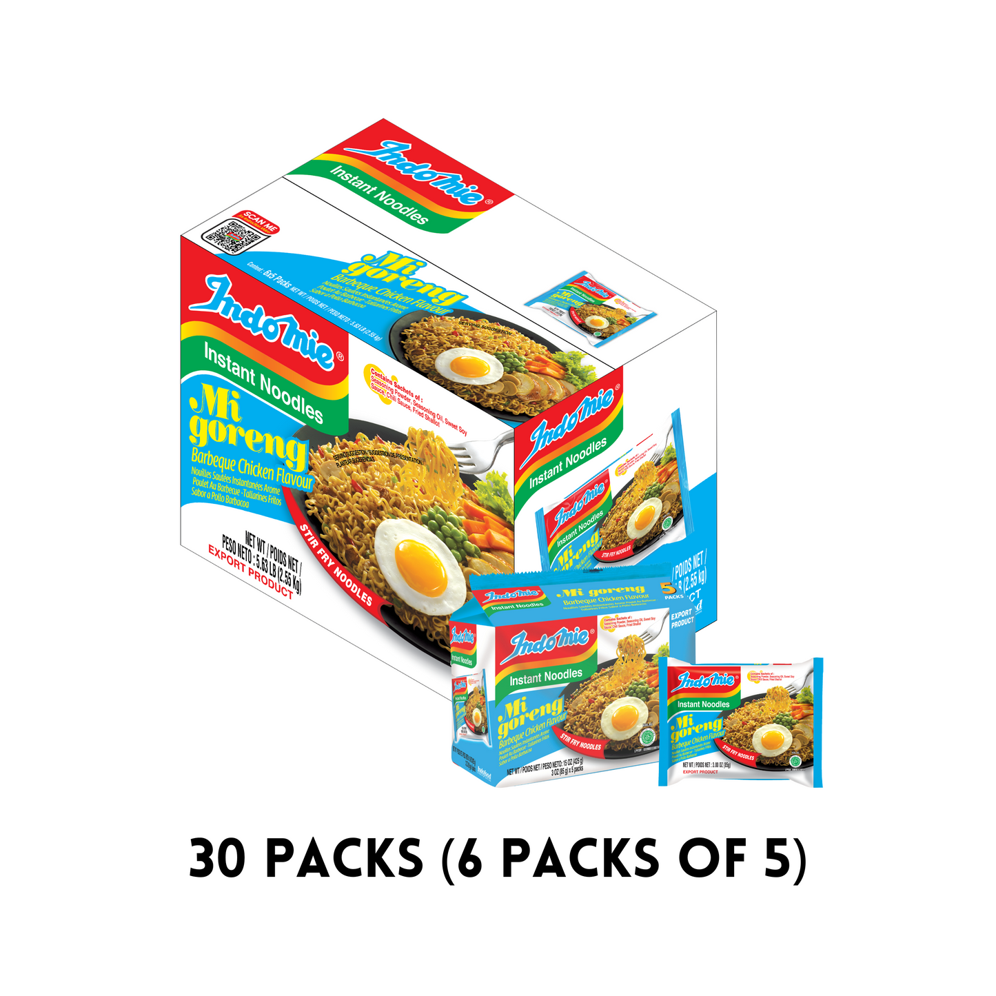 Official Indomie Mi Goreng BBQ Chicken Flavor (30 packs)