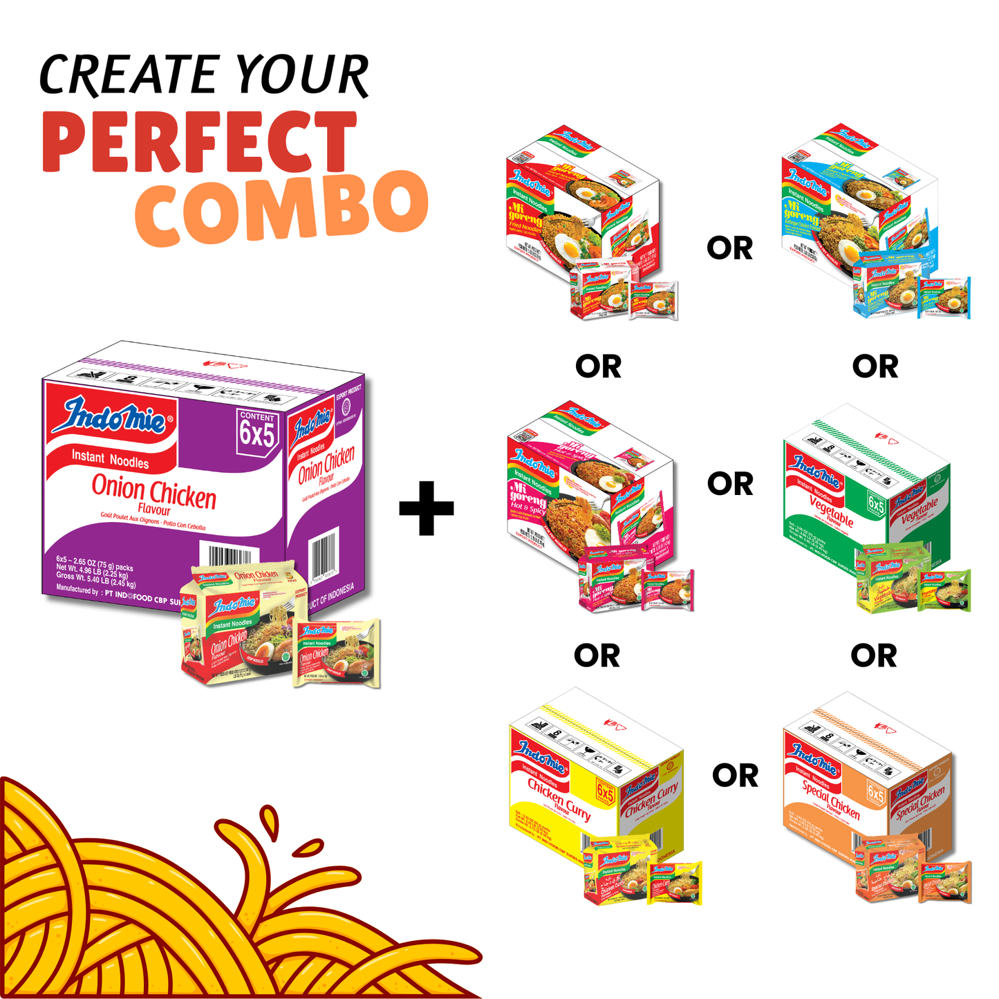 Customized Bundle Indomie Onion Chicken Flavor Instant Noodles - 30 Packs
