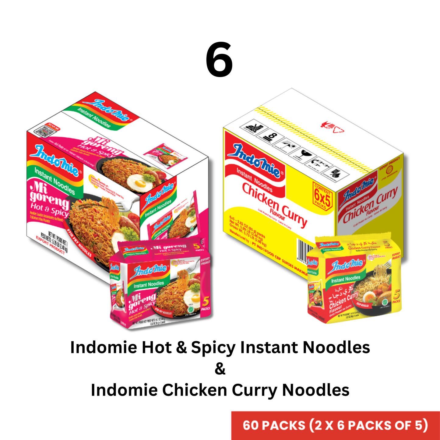 Customized Bundle Official Indomie Hot & Spicy Instant Noodles - 30 Packs