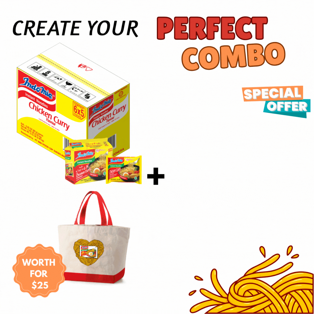 Merchandise Bundle Official Indomie Chicken Curry Flavor - 30 Packs