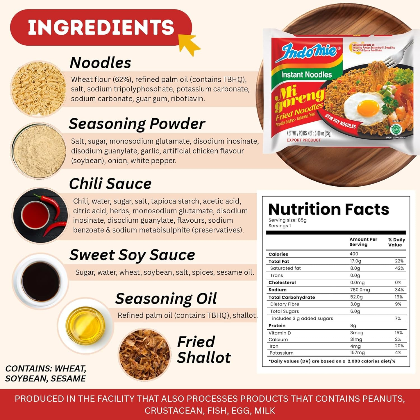 Official Indomie Mi Goreng Instant Noodles - 30 pack